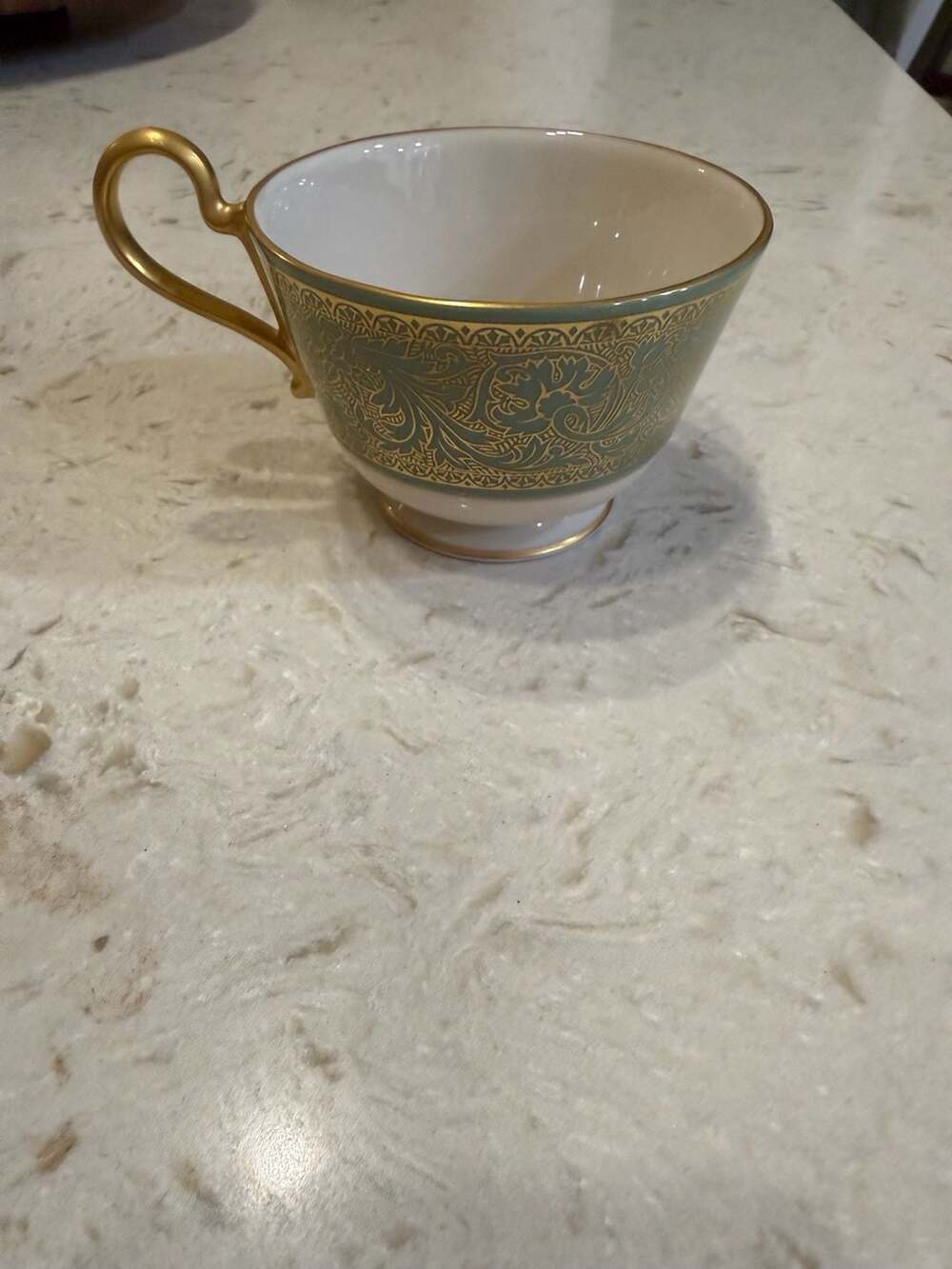 Franciscan Masterpiece China Crown Renaissance Green and Gold Footed Teacup